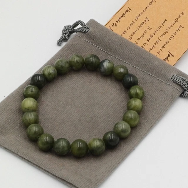 GREEN JADE Bracelet Stretch Handmade +Gift Bag & Card Crystal Gemstone 4/8mm