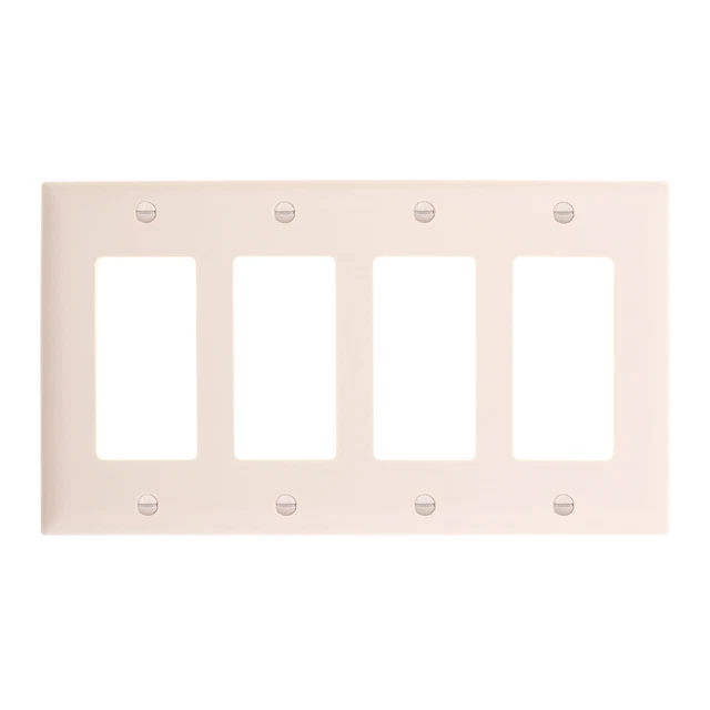Pass & Seymour Tp264-La Decorator Wall Plate, 4-Gang, Light Almond