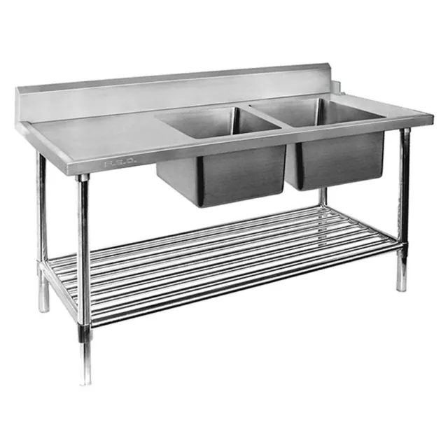 DSBD7-2400R/A Right Inlet Double Sink Dishwasher Bench [UKJ0]