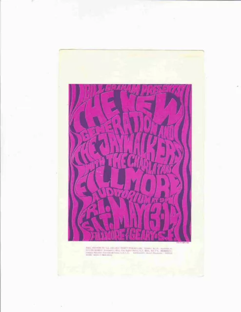 Fillmore Auditorium Original Postcard, The Jaywalkers With The Charlatans 1966