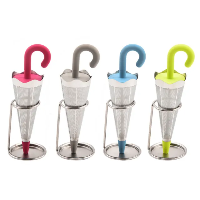Umbrella Shape Stainless Steel Mesh Loose Leaf Tea Infuser with Drip Tray