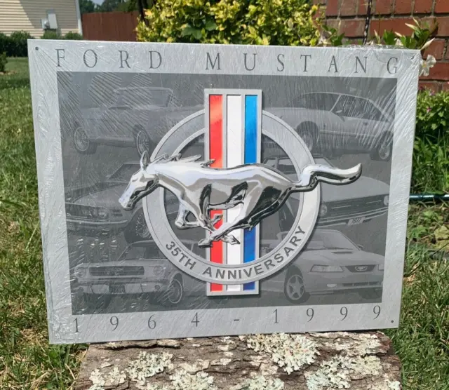 Ford Mustang 35th Anniversary Tin Metal Sign Muscle Auto Car Garage Shop Vintage