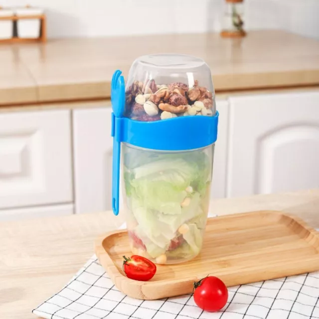 Kitchen Storage Vegetable Salad Cup Double Layer Bottles Light Food Cup Jars