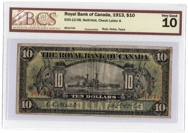Royal Bank of Canada, 1913, $10, BCS Very Good 10