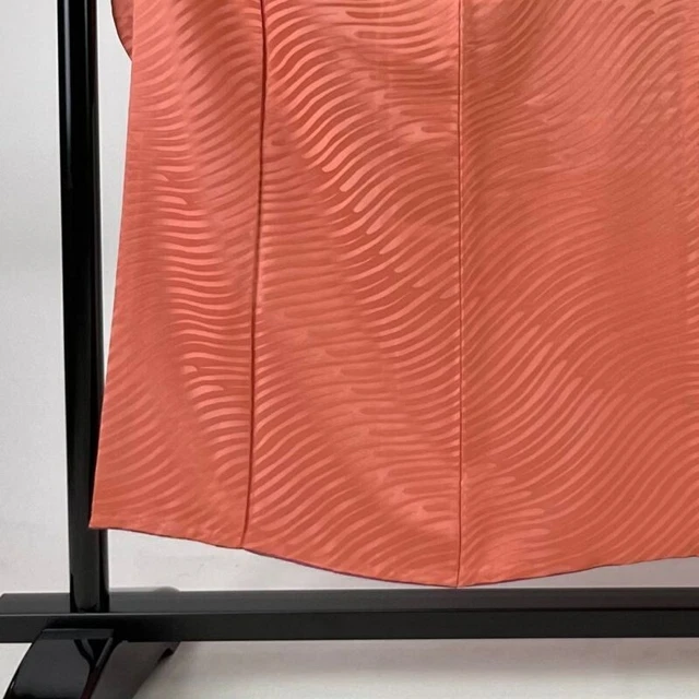 Japanese Kimono Furisode Pure Silk Woven Pattern Single Family Crest Salmon Pink 2