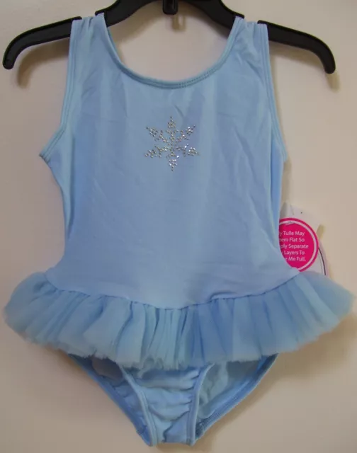 Jacques Moret Dance Ballet Powder Blue Snowflake Tank Tutu Leotard Sz XS 4-5