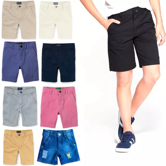 Boys Kids Shorts Chino Plain Shorts Cotton Pocket Summer Fashion Casual New