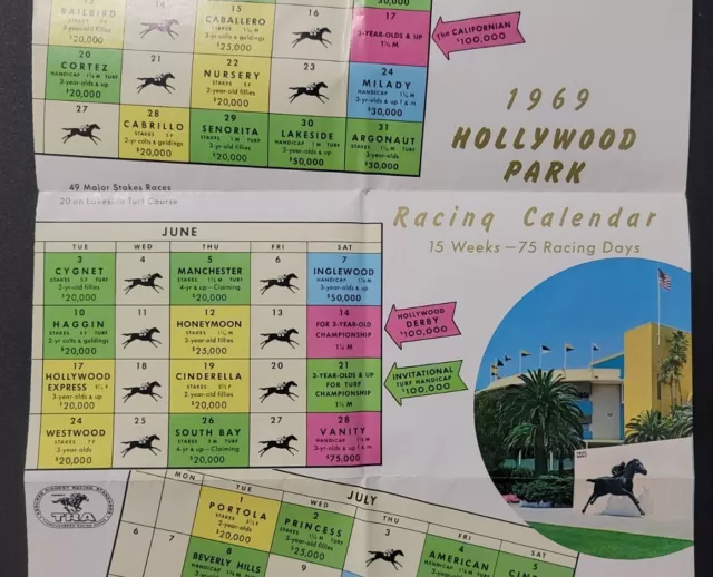 1960S HOLLYWOOD PARK Racing Calendar Vtg Brochure LA California CA Maps