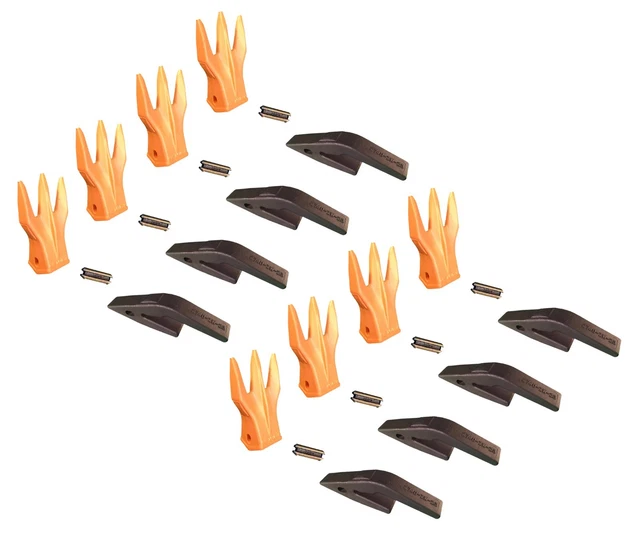 8 BACKHOE / Excavator Bucket Trident Tiger Teeth w Shanks & Pins 23TR3