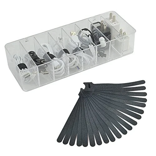 Electronics Organizer 8 Sections Clear Acrylic Cable Storage Bin Box Cord Hol...