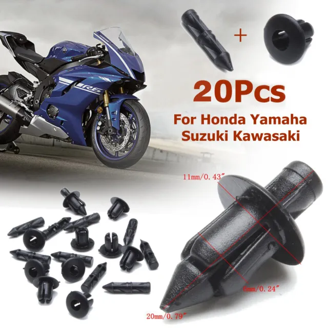 20x Verkleidung Befestigung Clips Nieten 6mm für Honda Yamaha Kawasaki Suzuki