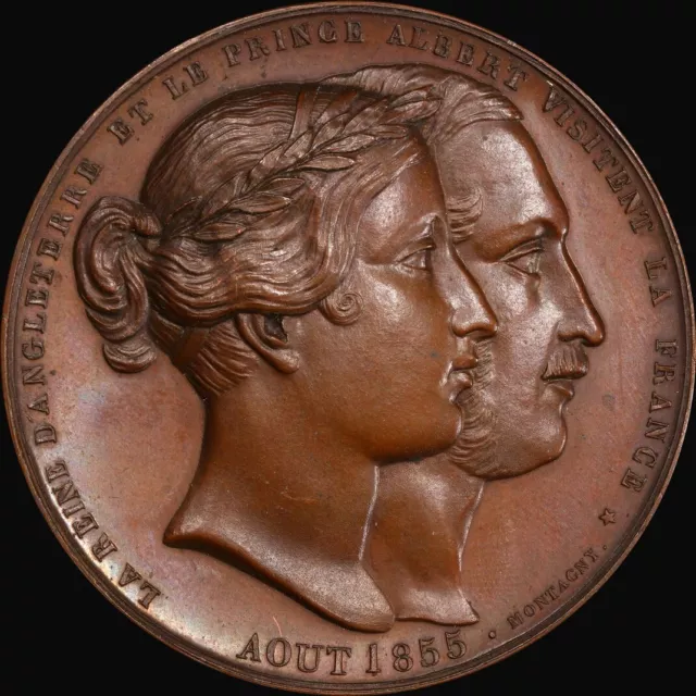 PCGS SP64 1855 France Queen Victoria & Prince Albert in Paris Bronze Medal