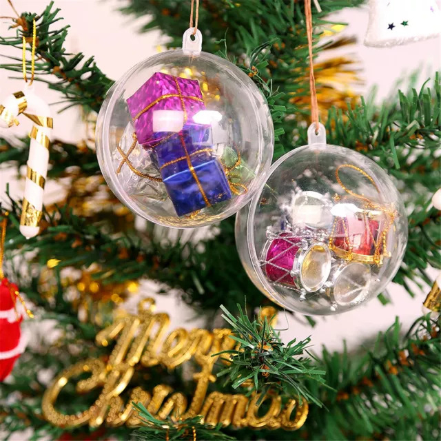 5-60Pc Clear Plastic Balls Christmas Baubles Sphere Fillable Xmas Tree Ornament. 2