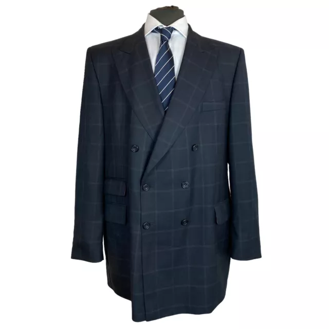 Giacca tuta Gieves & Hawkes blazer doppio petto 48 L Made in England Check