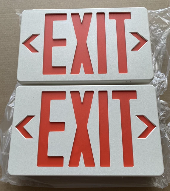 2PK TCP Energy Efficient Compact Exit Sign Red LED 22742 AC Only Universal Mount