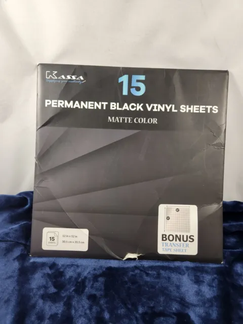 15-Piece Permanent Vinyl Sheets - Black | 12" x 12" with a Transfer Sheet