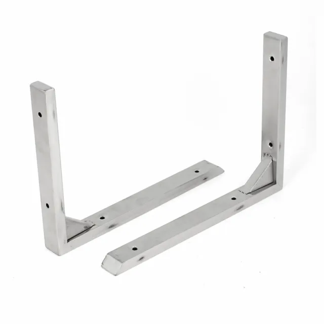 2 Pcs 2cm Wide Stainless Steel Wall Mounted Right Angle Shelf Brackets 8" x 6"