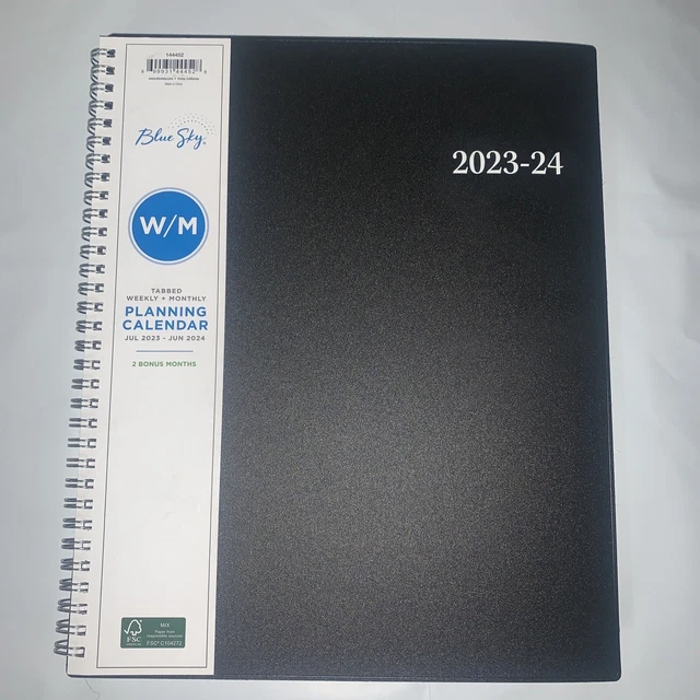 Blue sky 2023 2024 academic year weekly monthly planner 8 5 x 11
