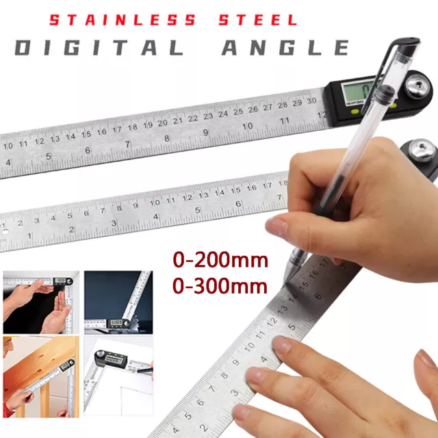 Electronic Digital Angle Gauge Measuring Ruler 360° Steel Goniometer Protractor