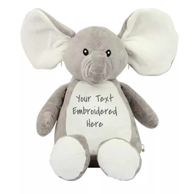 Personalised Elephant Bear Large 45cm - Embroidered Message - Removable Pouch