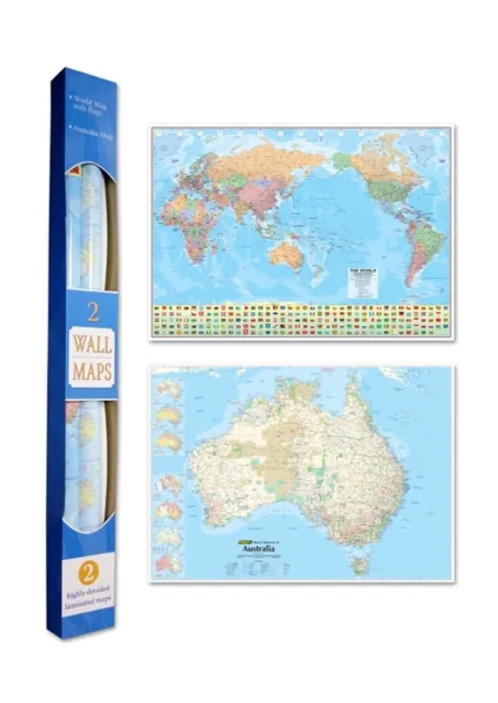 Australian and World Map and Australia  Map 2 in 1