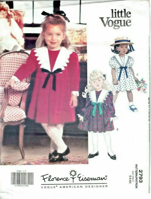 Modello da cucito Little Vogue 2793 Abito da marinaio ragazza età 2-4 5-6 Florence Eiseman