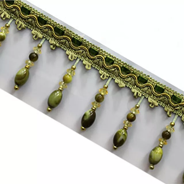 DIY Curtain Beaded Lace Tassel Beaded Fringe/Trim Sewing/Costume/Crafts 1M x 8cm