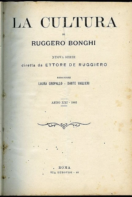 LA CULTURA DI Ruggero Bonghi EUR 46,80 PicClick IT