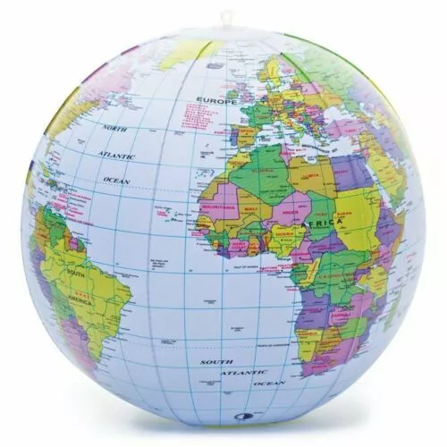 Inflatable Globe Map Ball World Earth Geography Blow up Atlas Education Toy 40cm