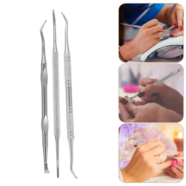 3-teiliges Edelstahl-Nagelwerkzeug-Set für eingewachsene Zehennägel in Tasche