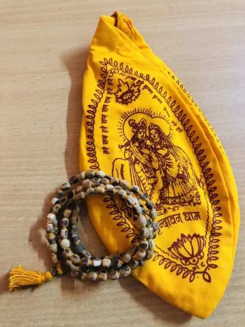 Gomukhi + TULSI TULASI VAISHNAV Japa Mala ROSARY 108+1 Cylindrical Tube Beads