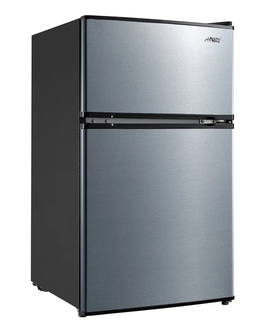 ARCTIC KING 3.2 Cu ft Two Door Mini Fridge with Freezer, Stainless