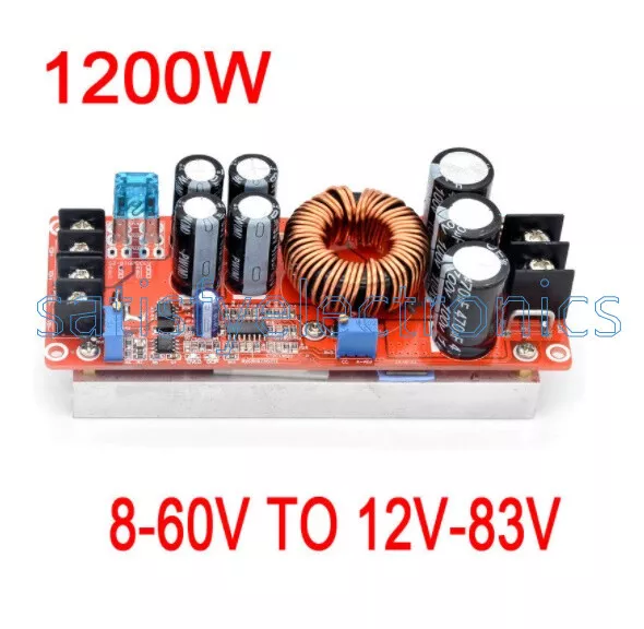 1200W 20A DC Converter Boost Car Step-up Power Supply Module 8-60V to 12-83V