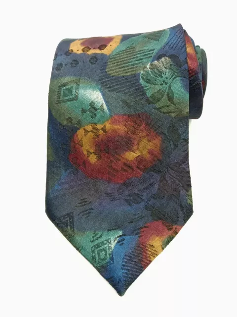 WEMBLEY MENS FLORAL Abstract Tie Navy Blue Green Orange Necktie $11.95 ...