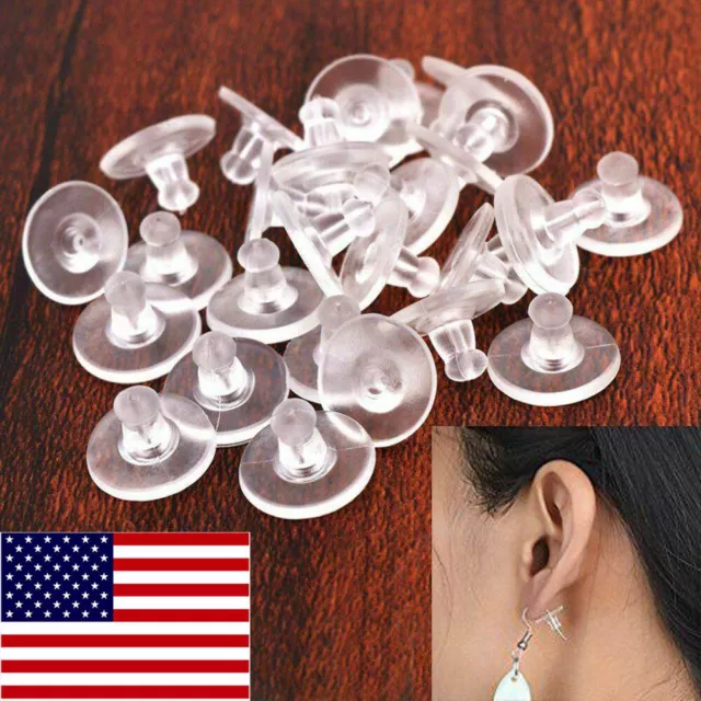 30ct Three types, Soft Clear Silicone Earring Backs Stoppers – US