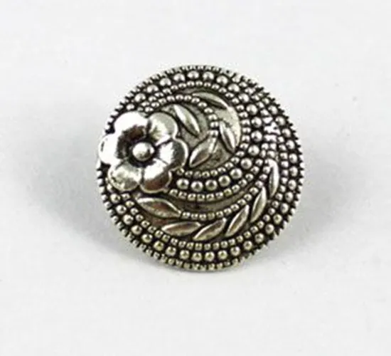 30PCS Tibetan silver flower round button beads