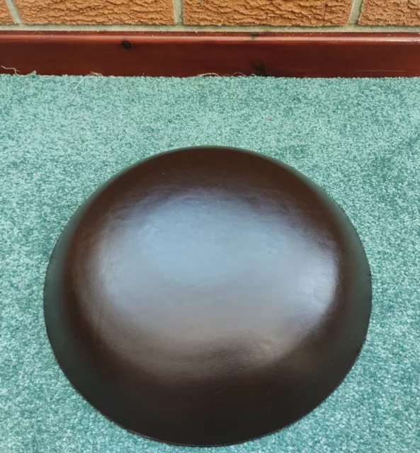 Vintage dunkelbraune Lederschüssel, groß, rund (35 cm Durchmesser) 2