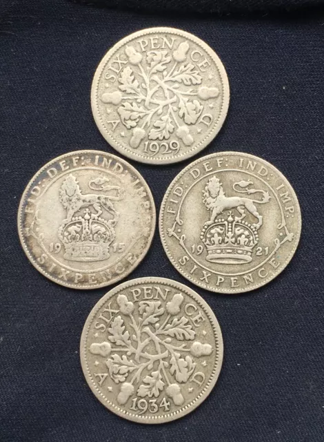 Buy 4 Get 2 Free - King George V *1920_1936* Silver Sixpence / Choice Of Year