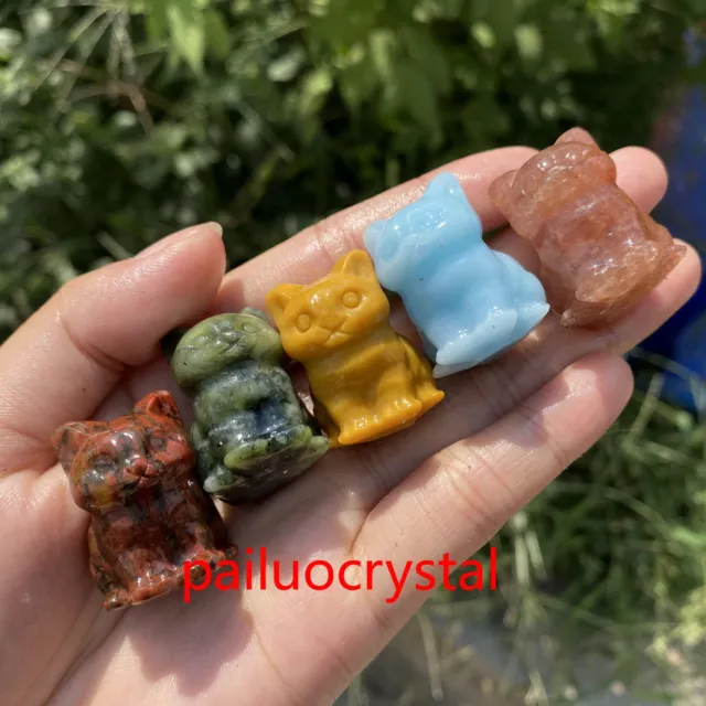 5pcs Wholesale Natural Mixed Cat Quartz Crystal Skull Reiki Healing Gem 1.2"