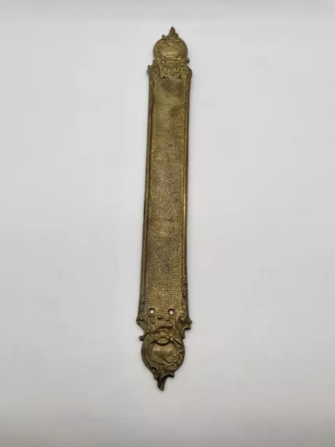 Vintage Brass Finger Plate Push Door Handle Ornate Antique Georgian