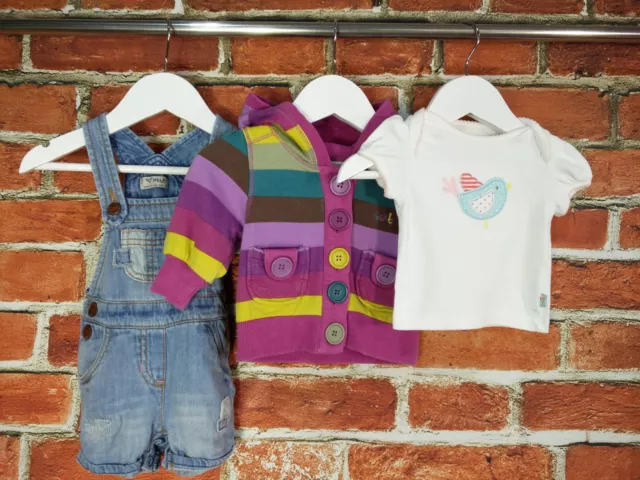 Baby Girls Bundle Age 3-6 Months Next Waitrose Jumper T-Shirt Dungarees Set 68Cm