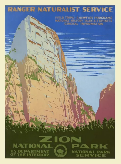 ZION NATIONAL PARK 1939 Travel Poster 16 x 24 VINTAGE