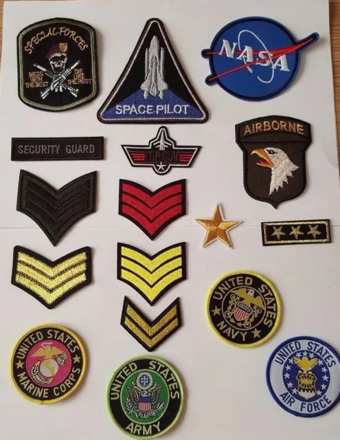 Military style Embroidered Iron On Sew On Patches Badges Transfers Fancy Dress 2