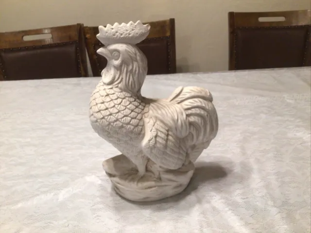 Large Ceramic White Rooster 12” Tall Chip On Top