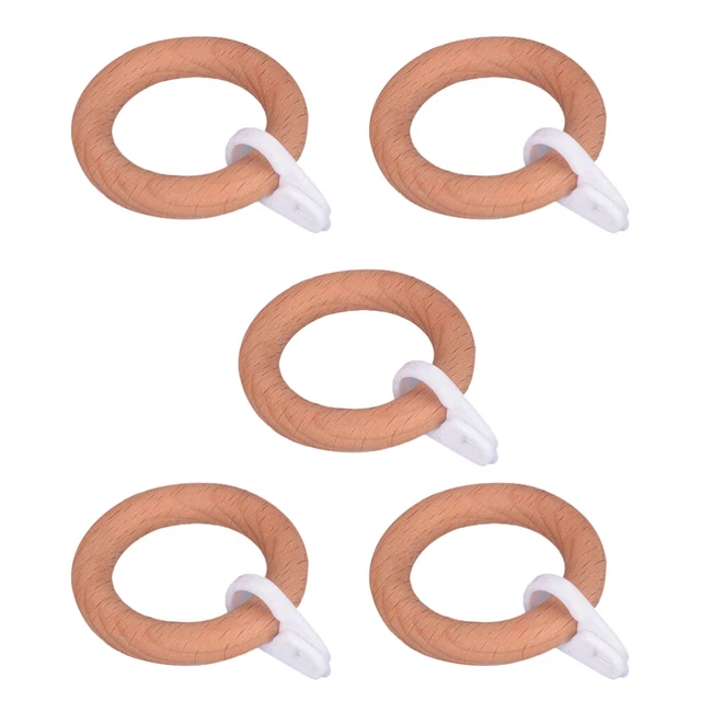 5 Pcs De Douche En Bois Pour Rideau Boucle Anneaux Rideaux