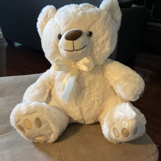 Linzy White Plush Bear 14” Super Soft Teddy Bear Stuffed Animal