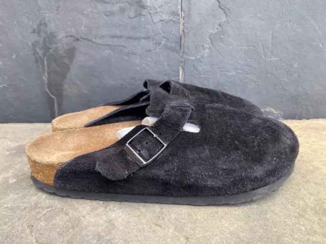 Birkenstock Mint Boston Suede Black Clogs Cushion   EU 39 | US 8-8.5 Wide