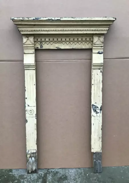 Antique VTG Shabby Victorian Pediment 47x63 Top Door Window Surround Old 278-23B