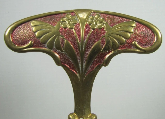 Antique Bronze Art Nouveau Hanger Hook Bracket Butterfly Flower ornate brass wsh 6