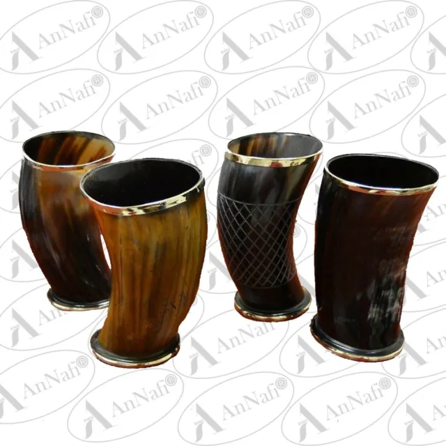 Viking Drinking Horn Mug Cup Game of Thrones Medieval 4" Assorted Set of 4